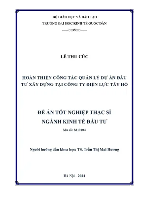 Hoàn thiện công tác quản lý dự án đầu tư xây dựng tại công ty điện lực tầy hồ