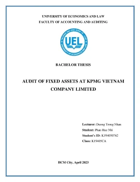 Audit of fixed assets at kpmg vietnam r ncompany limited