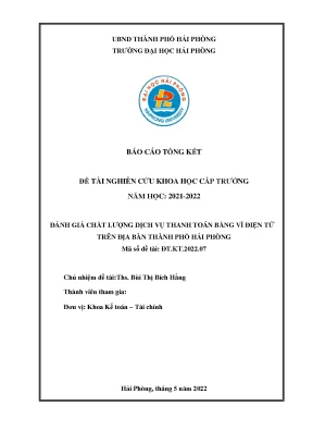 Đề tài nghiên cứu khoa học cấp trường đánh giá chất lượng dịch vụ thanh toán bằng ví điện tử trên địa bàn thành phố hải phòng