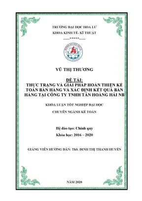 Thực trạng và giải pháp hoàn thiện kế toán bán hàng và xác định kết quả bán hàng tại công ty tnhh tân hoàng hải nb