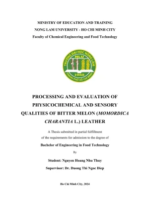 Luận văn thạc sĩ công nghệ thực phẩm processing and evaluation of physicochemical and sensory qualities of bitter melon momordica charantia l leather