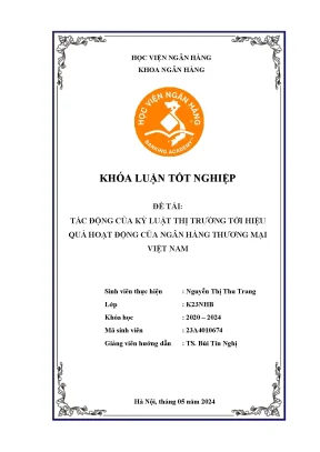 Tác động của kỷ luật thị trường tới hiệu quả hoạt động ngân hàng thương mại tại việt nam