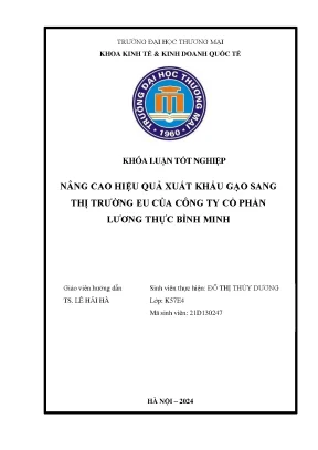 Rào cản thương mại xuất khẩu gạo sang thị trường eu của công ty cổ phần lương thực bình minh