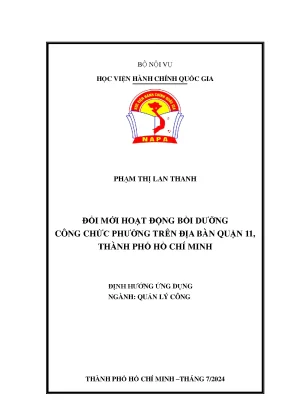 Đổi mới hoạt động bồi dưỡng công chức phường trên địa bàn quận 11 thành phố hồ chí minh