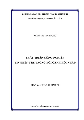 Phát triển công nghiệp tỉnh bến tre trong bối cảnh hội nhập