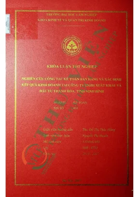 Nghiên cứu công tác kế toán bán hàng và xác định kết quả sản xuất kinh doanh tại công ty tnhh xuất khẩu và đầu tư thành hóa tỉnh ninh bình
