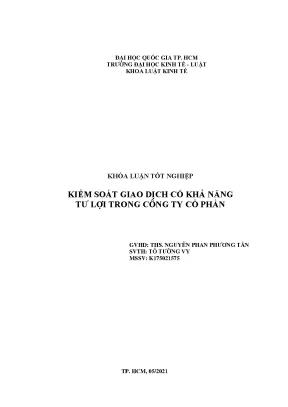 Kiểm soát giao dịch có khả năng r ntư lợi trong công ty cổ phần