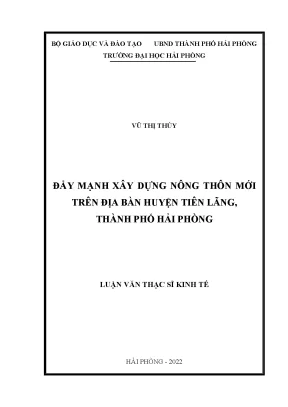 Luận văn thạc sĩ quản lý kinh tế đẩy mạnh xây dựng nông thôn mới trên địa bàn huyện tiên lãng thành phố hải phòng