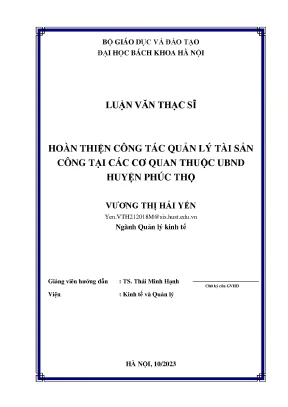 Hoàn thiện công tác quản lý tài sản công tại các cơ quan thuộc ubnd huyện phúc thọ