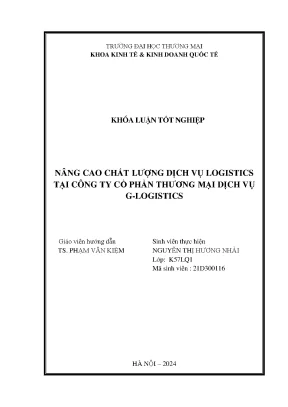 Nâng cao chất lượng dịch vụ logistics của công ty cổ phần thương mại dịch vụ g logistics