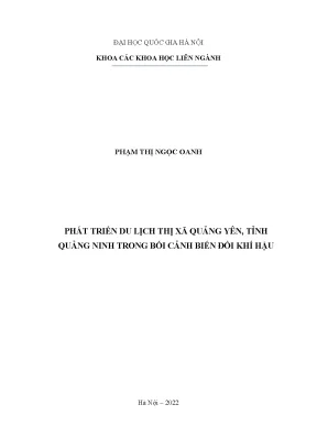 Phát triển du lịch thị xã quảng yên tỉnh quảng ninh trong bối cảnh biến đổi khí hậu