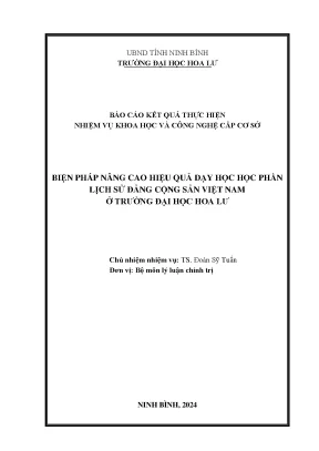Biện pháp nâng cao hiệu quả dạy học học phần lịch sử đảng cộng sản việt nam ở trường đại học hoa lư