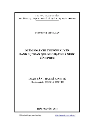 Luận văn thạc sĩ kiểm soát chi thường xuyên bằng dự toán qua kho bạc nhà nước vĩnh phúc