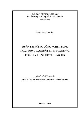 Quản trị rủi ro công nghệ trong hoạt động sản xuất kinh doanh tại công ty điện lực thường tín