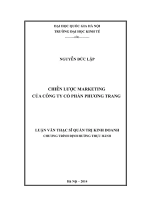 Luận văn thạc sĩ quản trị kinh doanh chiến lược marketing của công ty cổ phần phương trang