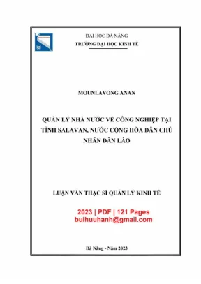 Luận văn thạc sĩ quản lý nhà nước về công nghiệp tại tỉnh salavan nước cộng hòa dân chủ nhân dân lào
