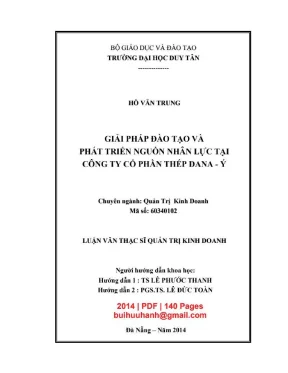 Luận văn thạc sĩ giải pháp đào tạo và phát triển nguồn nhân lực tại công ty cổ phần thép cana ý
