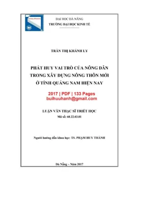 Luận văn thạc sĩ phát huy vai trò của nông dân trong xây dựng nông thôn mới ở tỉnh quảng nam hiện nay