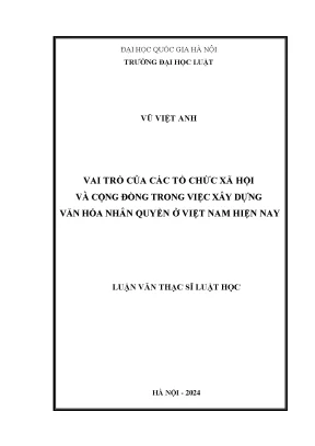 Vai trò của các tổ chức xã hội và cộng đồng trong việc xây dựng văn hóa nhân quyền ở việt nam hiện nay