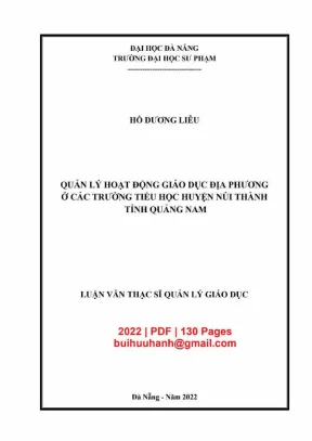Luận văn thạc sĩ quản lý hoạt động giáo dục địa phương ở các trường tiểu học huyện núi thành tỉnh quảng nam