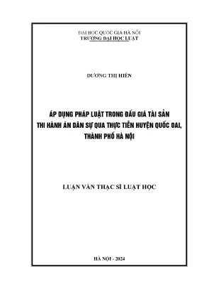 Áp dụng pháp luật trong đấu giá tài sản thi hành án dân sự qua thực tiễn huyện quốc oai thành phố hà nội