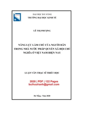 Luận văn thạc sĩ năng lực làm chủ của người dân trong nhà nước pháp quyền xã hội chủ nghĩa ở việt nam hiện nay