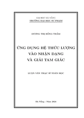 Ứng dụng hệ thức lượng vào nhận dạng và giải tam giác
