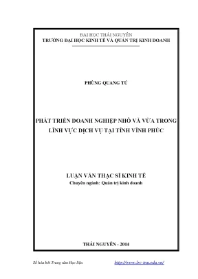 Luận văn thạc sĩ phát triển doanh nghiệp nhỏ và vừa trong lĩnh vực dịch vụ tại tỉnh vĩnh phúc