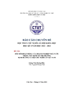 Đổi mới hoạt động của doanh nghiệp nhà nước trong nền kinh tế thị trường định hướng xã hội chủ nghĩa ở việt nam