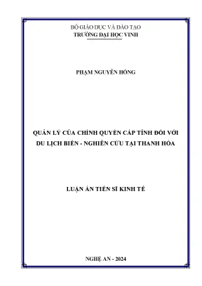 Quản lý của chính quyền cấp tỉnh đối với du lịch biển nghiên cứu tại thanh hóa