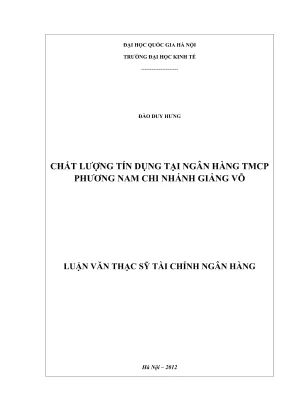 Luận văn thạc sĩ tài chính ngân hàng chất lượng tín dụng tại ngân hàng tmcp phương nam chi nhánh giảng võ