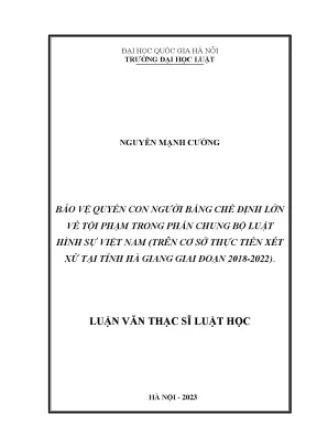 Bảo vệ quyền con người bằng chế định lớn về tội phạm trong phần chung bộ luật hình sự việt nam trên cơ sở thực tiễn xét xử tại tỉnh hà giang giai đoạn 2018 2022