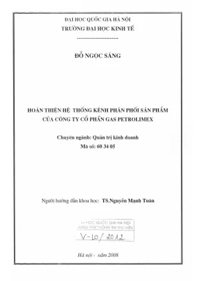 Luận văn thạc sĩ quản trị kinh doanh hoàn thiện hệ thống kênh phân phối sản phẩm của công ty cổ phần gas petrolimex