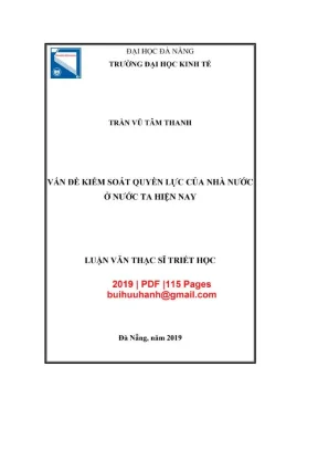 Luận văn thạc sĩ vấn đề kiểm soát quyền lực của nhà nước ở nước ta hiện nay