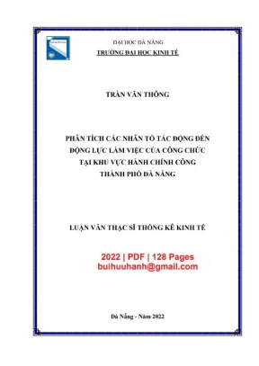 Luận văn thạc sĩ phân tích các nhân tố tác động đến động lực làm việc của công chức khu vực hành chính công thành phố đà nẵng