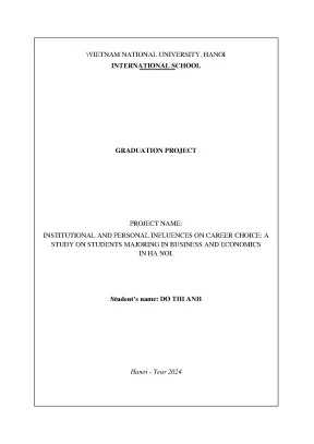 Institutional and personal influences on career choice a study on students majoring in business and economics in ha noi