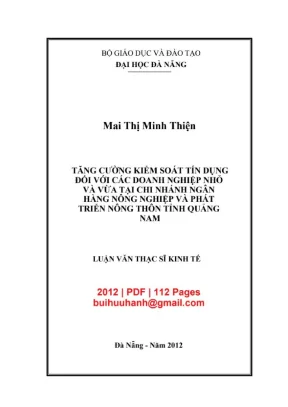 Luận văn thạc sĩ tăng cường kiểm soát tín dụng đối với các doanh nghiệp nhỏ và vừa tại chi nhánh ngân hàng nông nghiệp và phát triển nông thôn tỉnh quảng nam