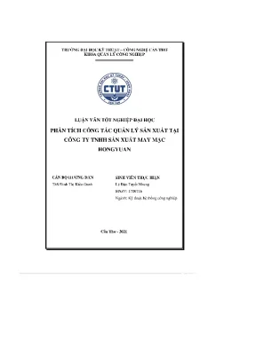 Luận văn tốt nghiệp đại học phân tích công tác quản lý sản xuất tại công ty tnhh sản xuất may mặc hongyuan