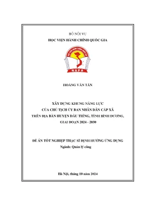 Xây dựng khung năng lực của chủ tịch ủy ban nhân dân cấp xã trên địa bàn huyện dầu tiếng tỉnh bình dương giai đoạn 2024 2030