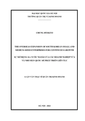 The overseas expansion of south korean small and medium sized enterprises for continuous growth sự mở rộng ra nước ngoài của các doanh nghiệp vừa và nhỏ