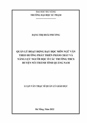 Luận văn thạc sĩ quản lý hoạt động dạy học môn ngữ văn theo hướng phát triển phẩm chất và năng lực người học ở các trường thcs huyện núi thành tỉnh quảng nam