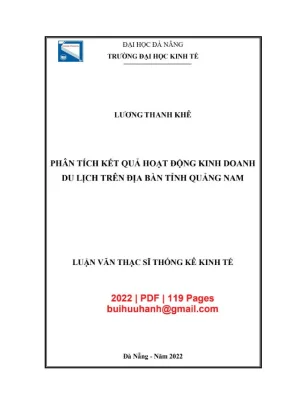 Luận văn thạc sĩ phân tích kết quả hoạt động kinh doanh du lịch trên địa bàn tỉnh quảng nam