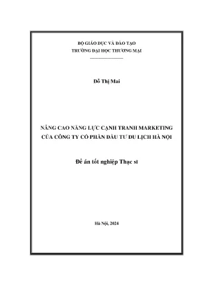 Luận văn thạc sĩ nâng cao năng lực cạnh tranh marketing của công ty cổ phần đầu tư du lịch hà nội