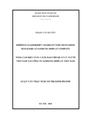 Improve leadership capability for vietnamese managers at samsung display vietnam company nâng cao khả năng lãnh đạo cho quản lý người việt nam tại công ty sam sung display việt nam