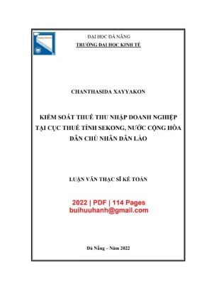 Luận văn thạc sĩ kiểm soát thuế thu nhập doanh nghiệp tại cục thuế tỉnh sêkong nước cộng hòa dân chủ nhân dân lào