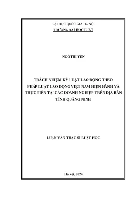 Trách nhiệm kỷ luật lao động theo pháp luật lao động việt nam hiện hành và thực tiễn tại các doanh nghiệp trên địa bàn tỉnh quảng ninh