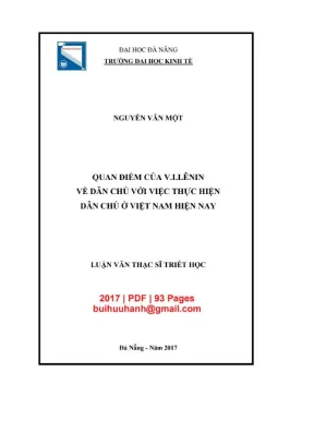 Luận văn thạc sĩ quan điểm của v i lênin về dân chủ với việc thực hiện dân chủ ở việt nam hiện nay
