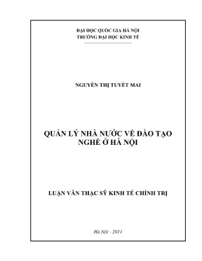 Luận văn thạc sĩ kinh tế chính trị quản lý nhà nước về đào tạo nghề ở hà nội