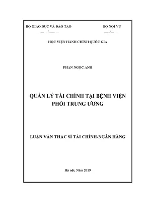 Luận văn thạc sĩ quản lý tài chính tại bệnh viện phổi trung ương