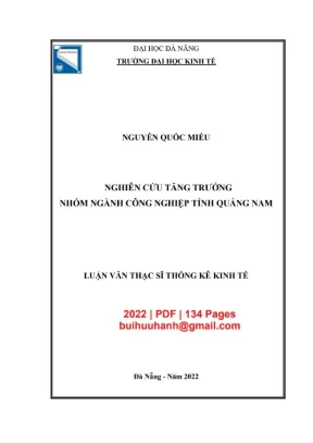 Luận văn thạc sĩ nghiên cứu tăng trưởng nhóm ngành công nghiệp tỉnh quảng nam